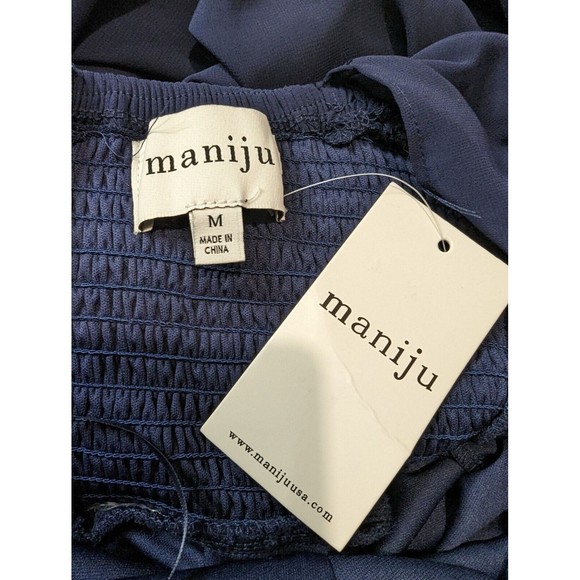 Size Medium, MANIJU OFF SHOULDER CHIFFON MAXI DRESS - Picture 6 of 7